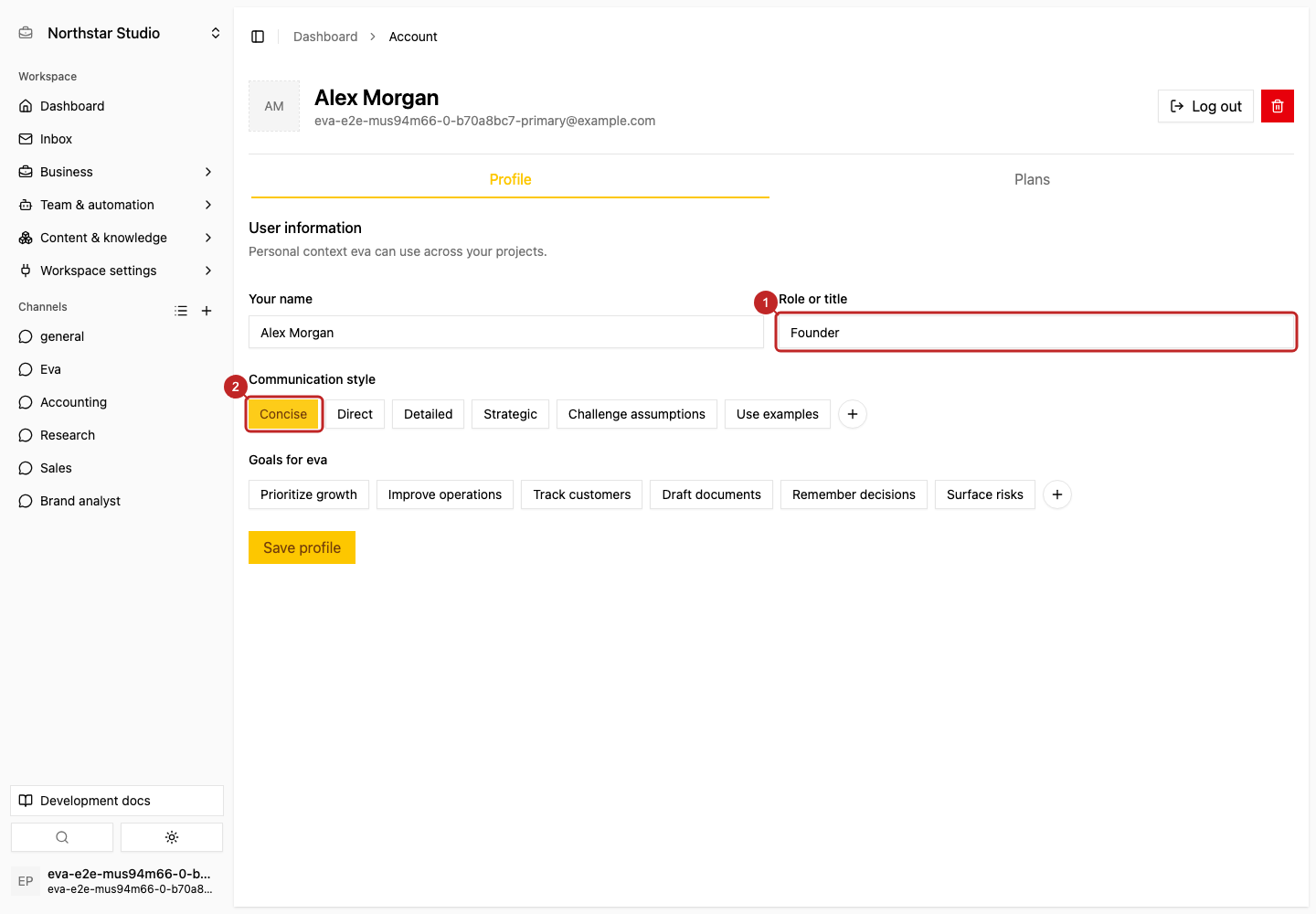 Result: Edit personal context
