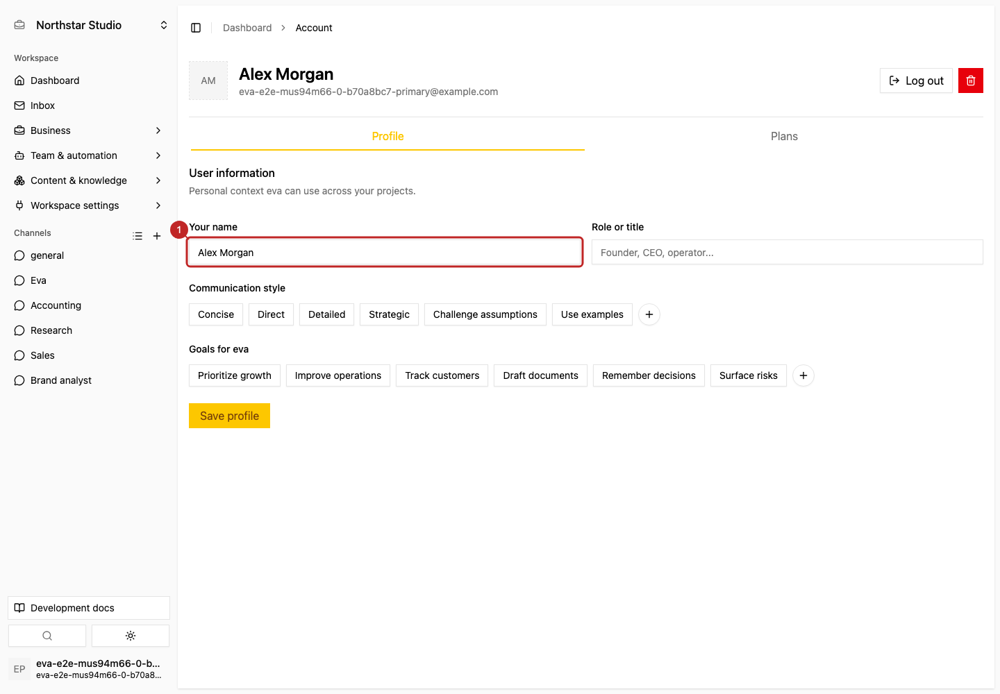 Action: Edit personal context