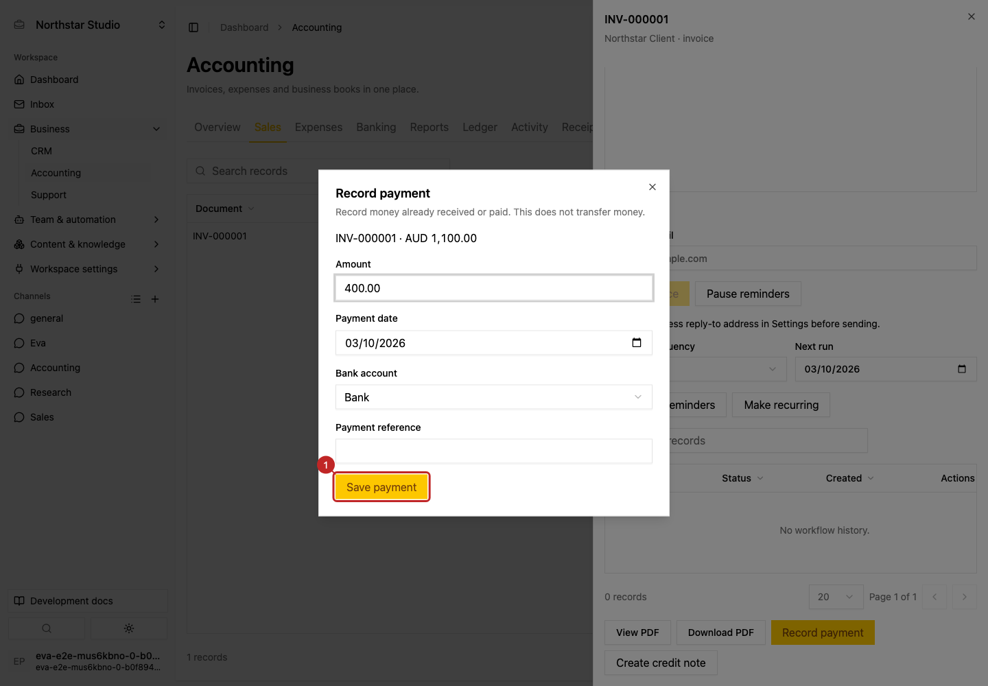 Action: Save and verify the balance