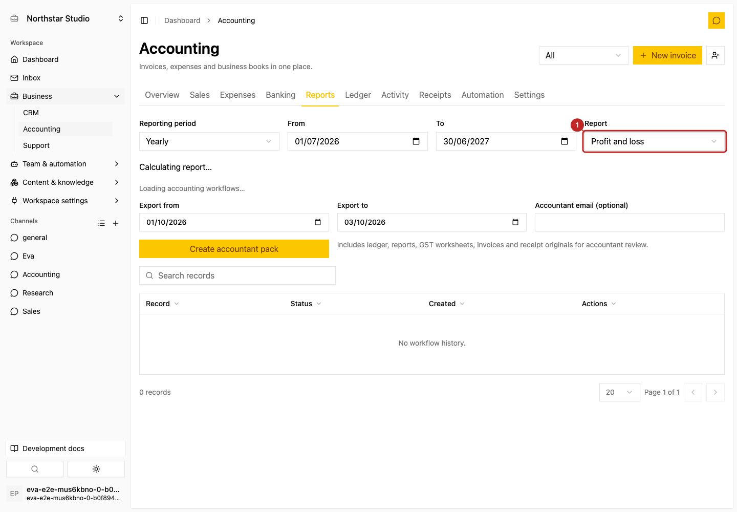 Action: Choose the report