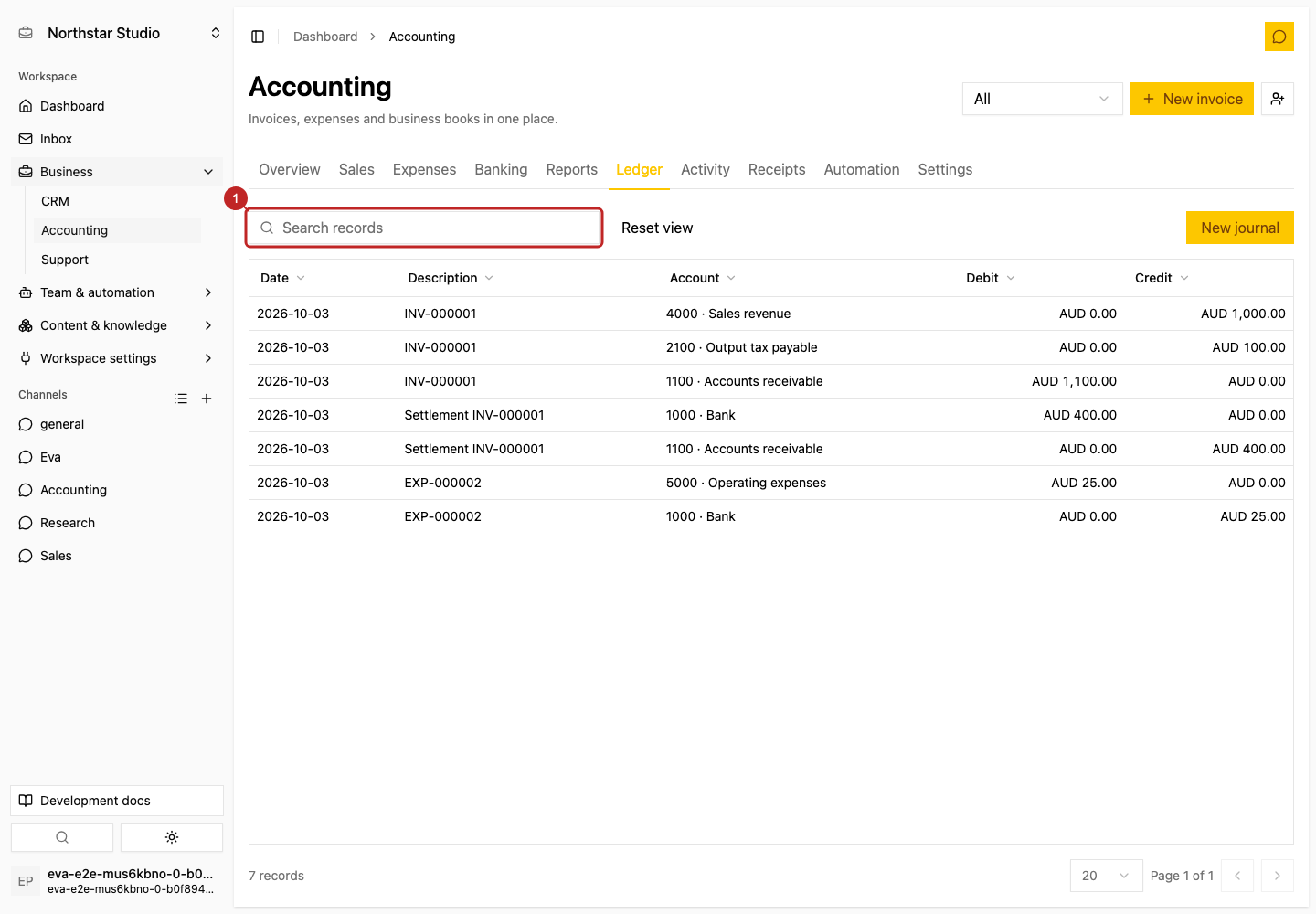 Action: Inspect the general ledger