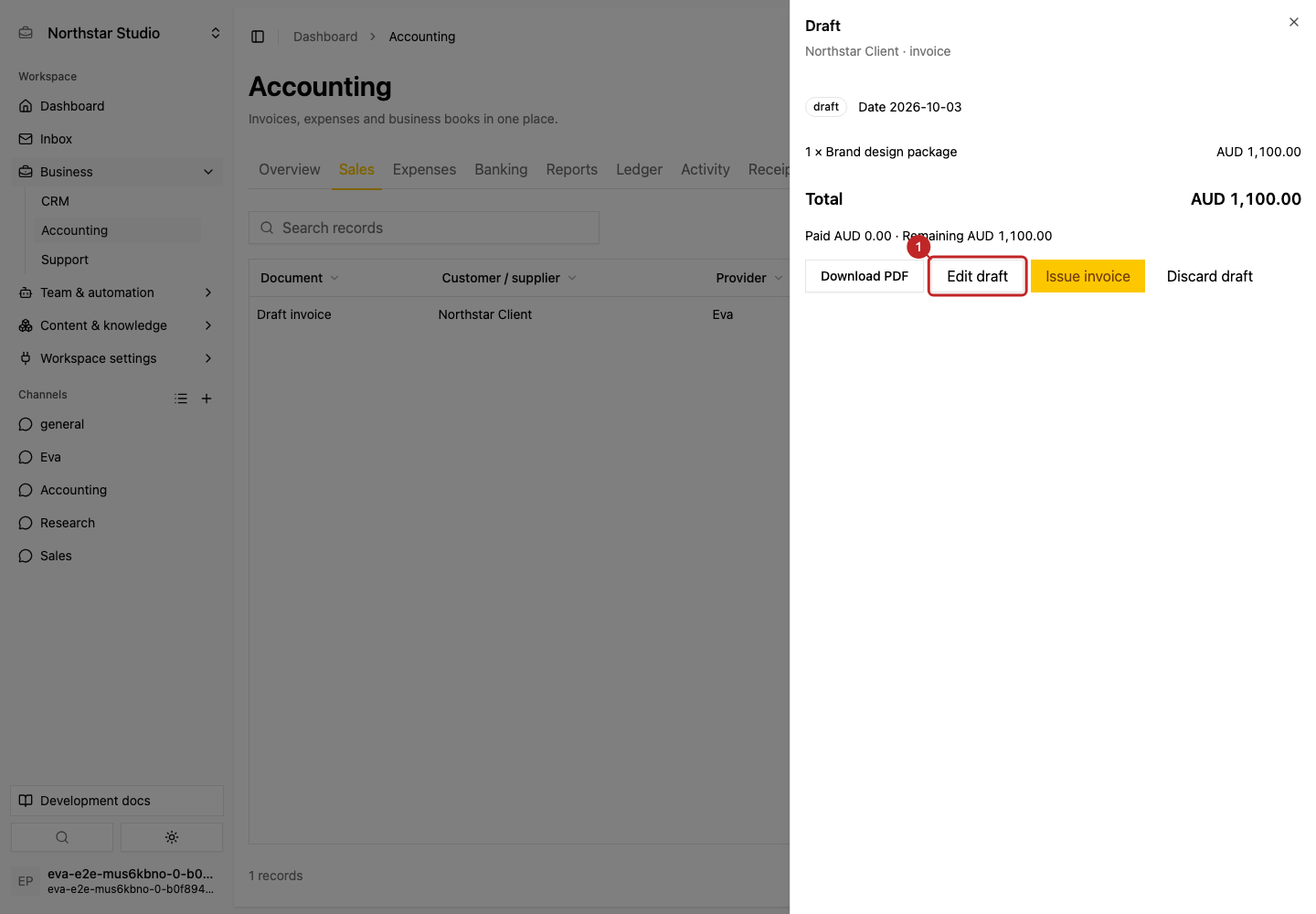 Result: Save and inspect the draft