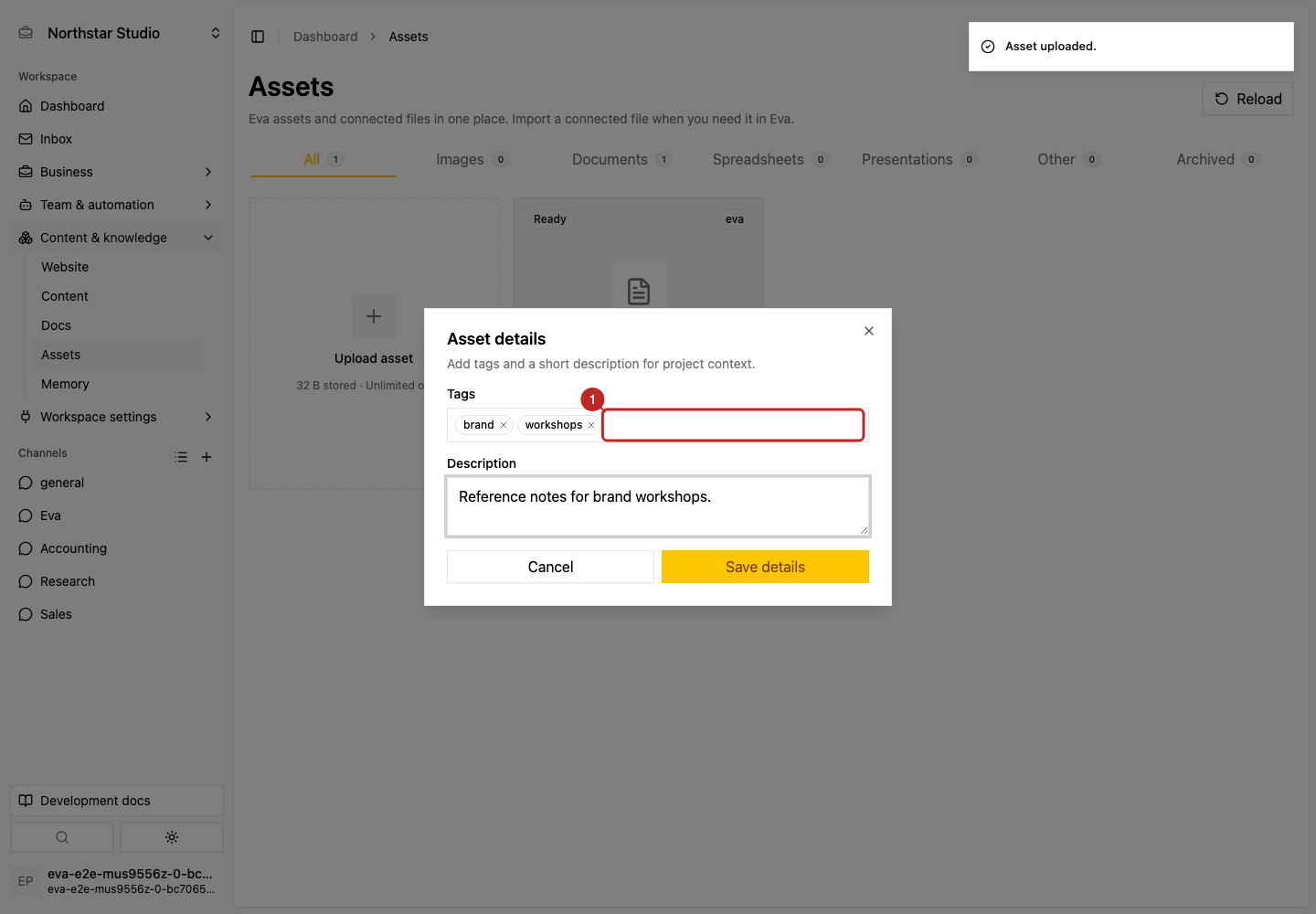 Result: Inspect or open the asset