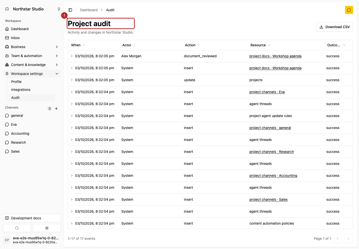 Action: Open Audit