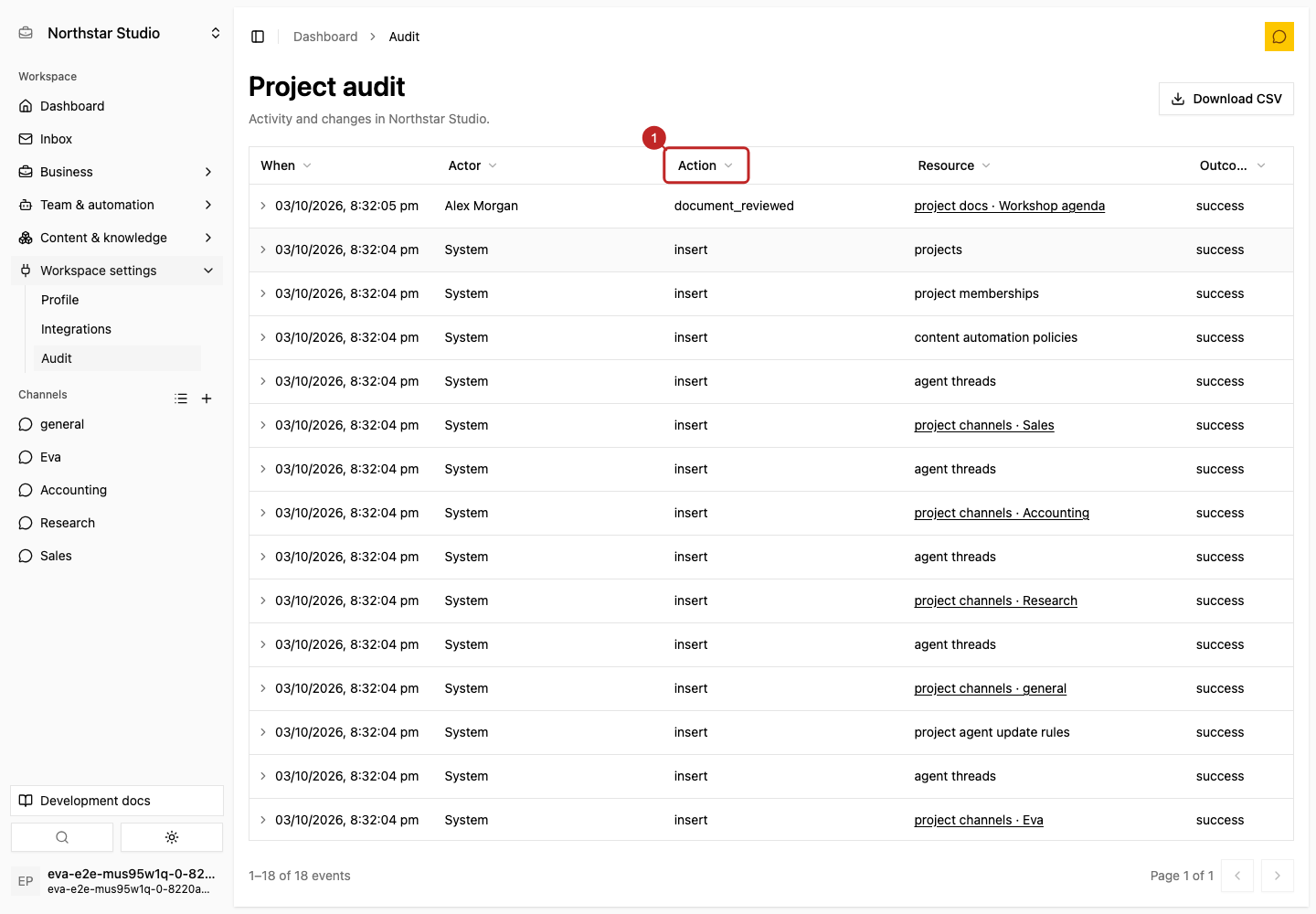 Result: Sort and page the history