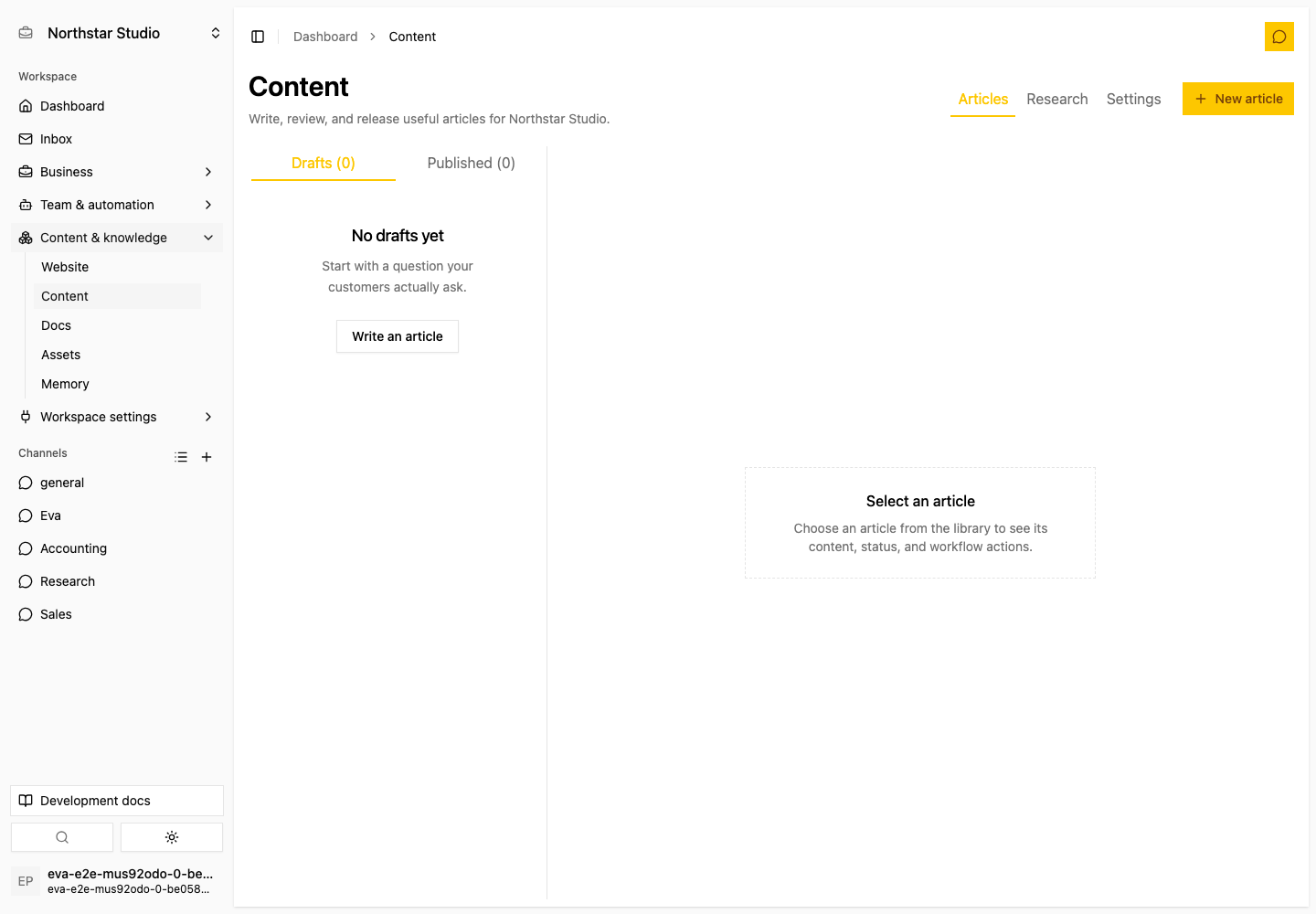 Result: Create an article