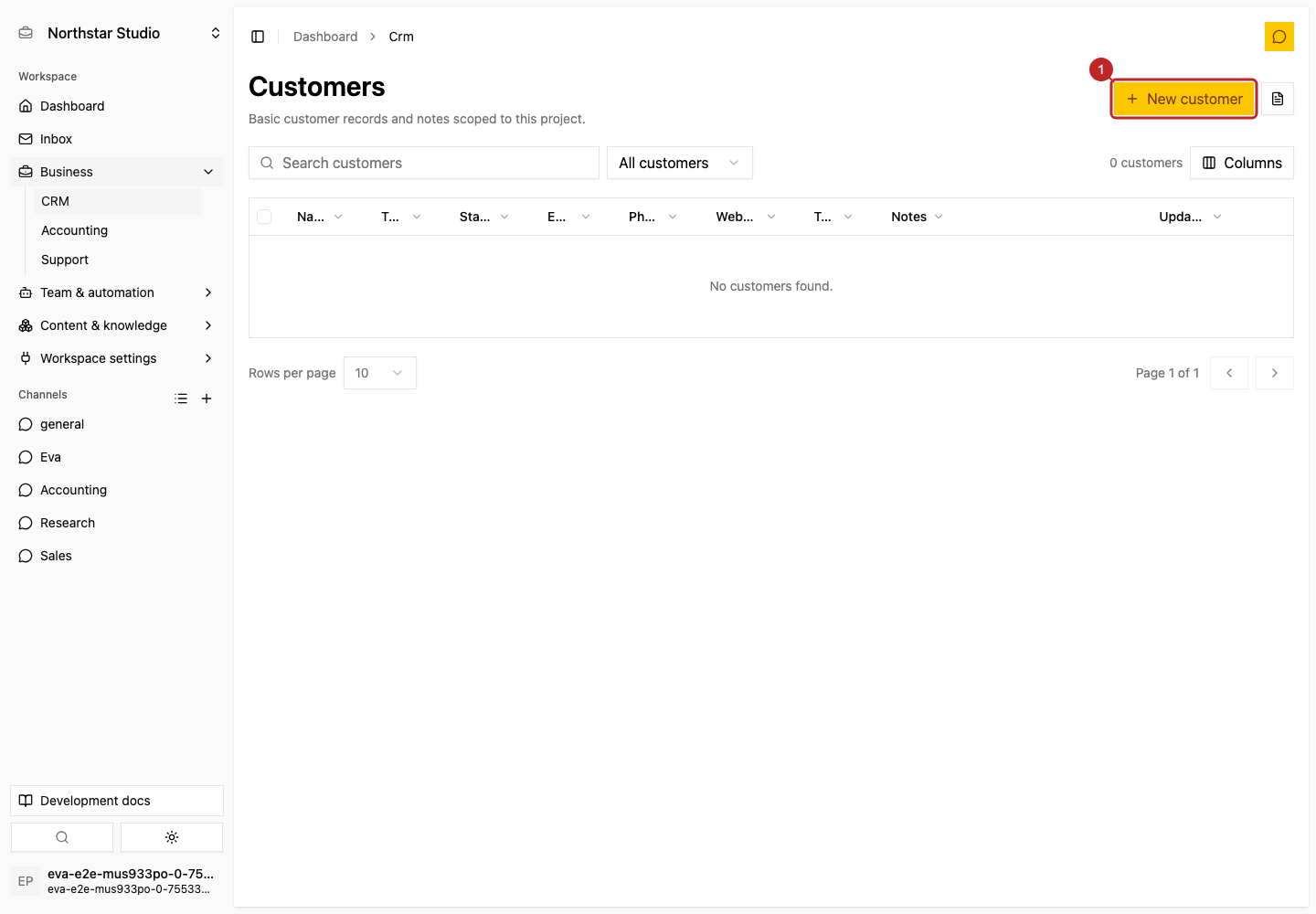 Action: Open Customers