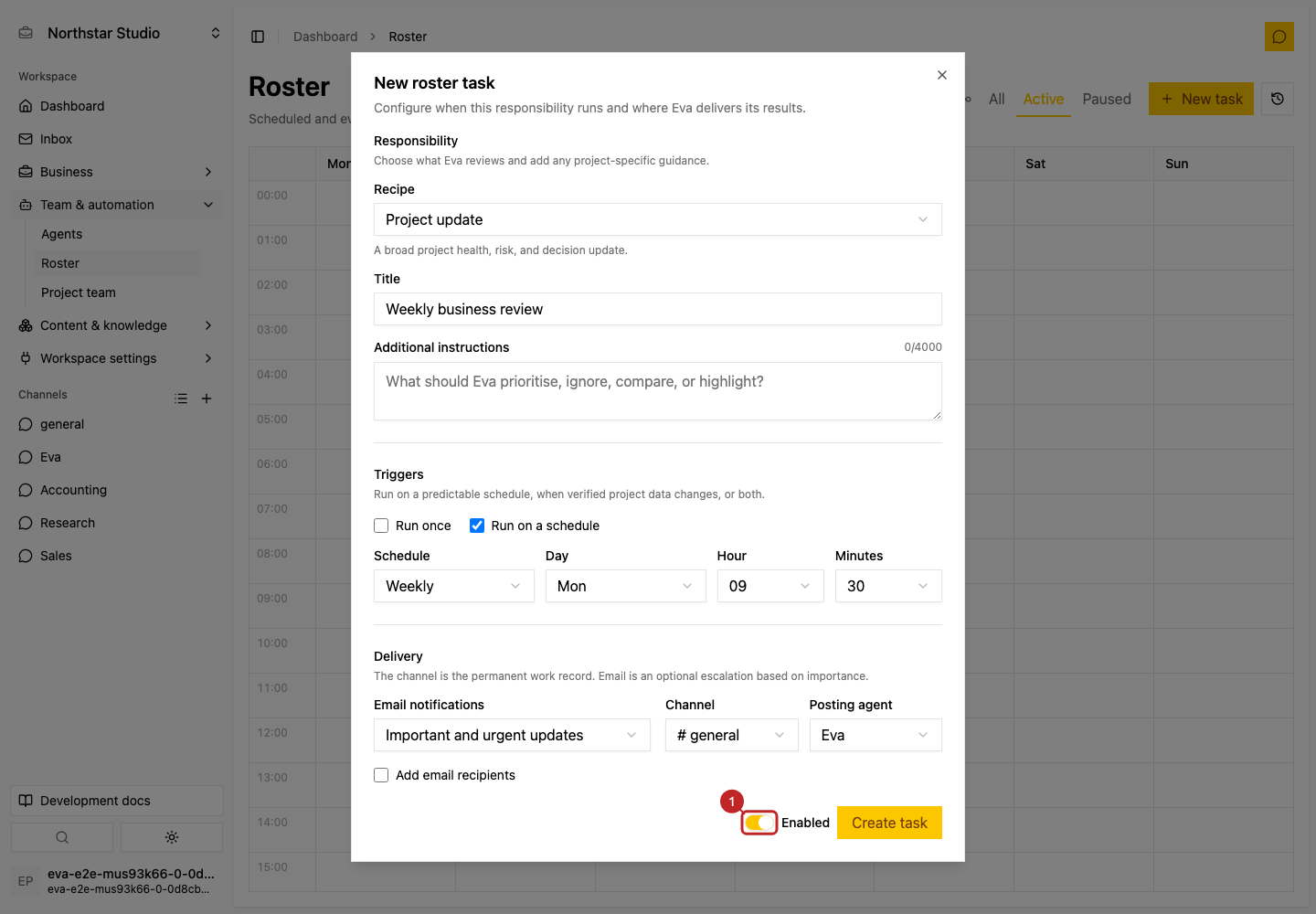 Action: Choose delivery and activation