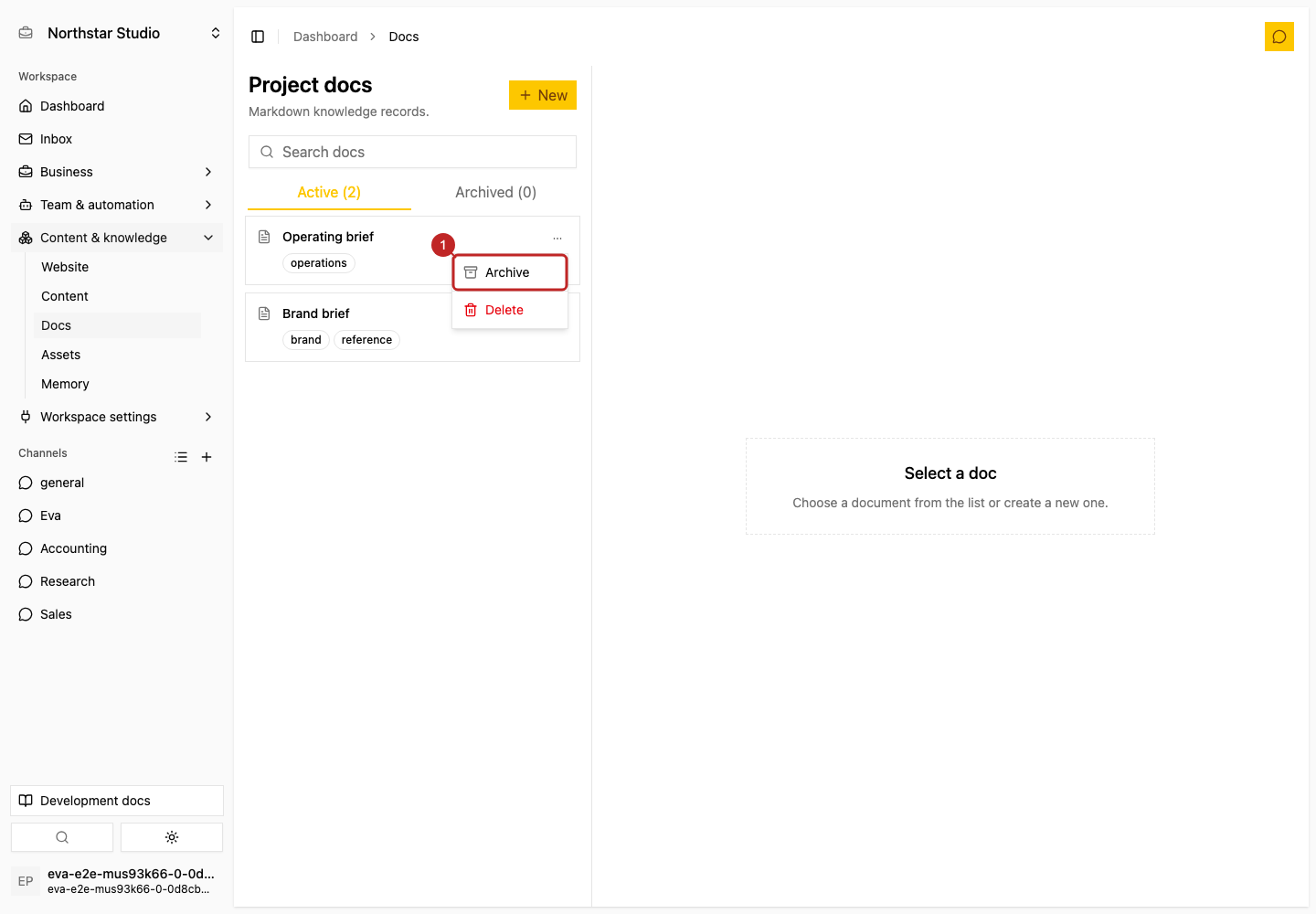 Result: Open document actions