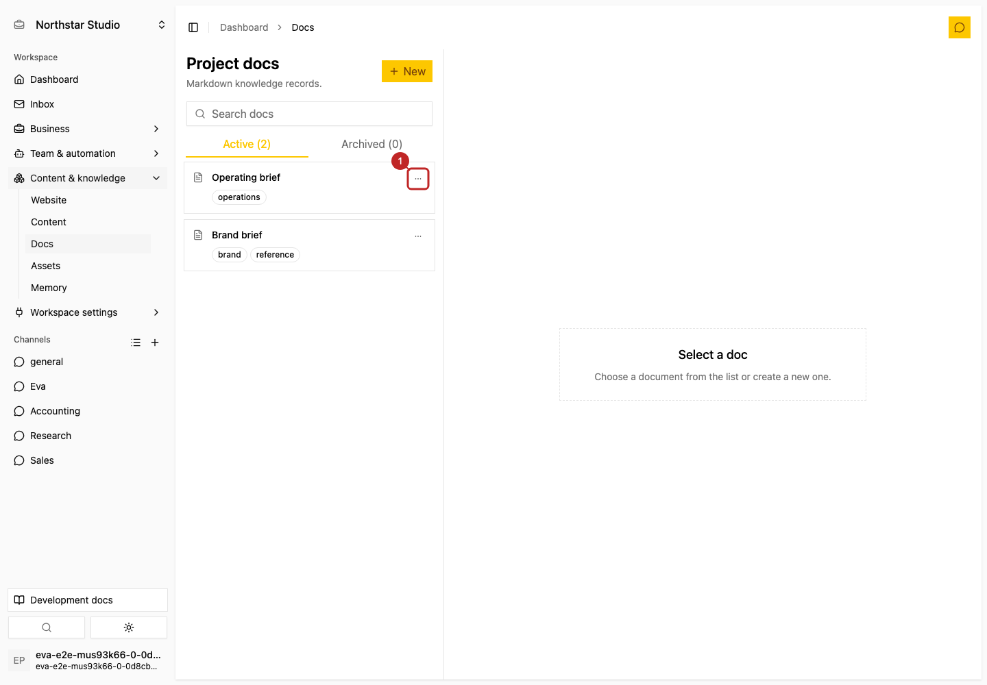 Action: Open document actions