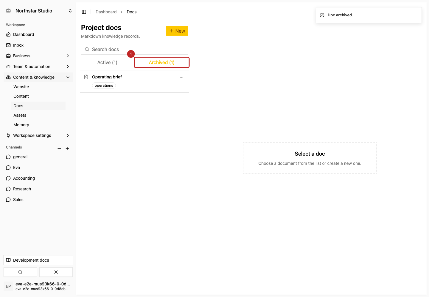 Result: Archive a document