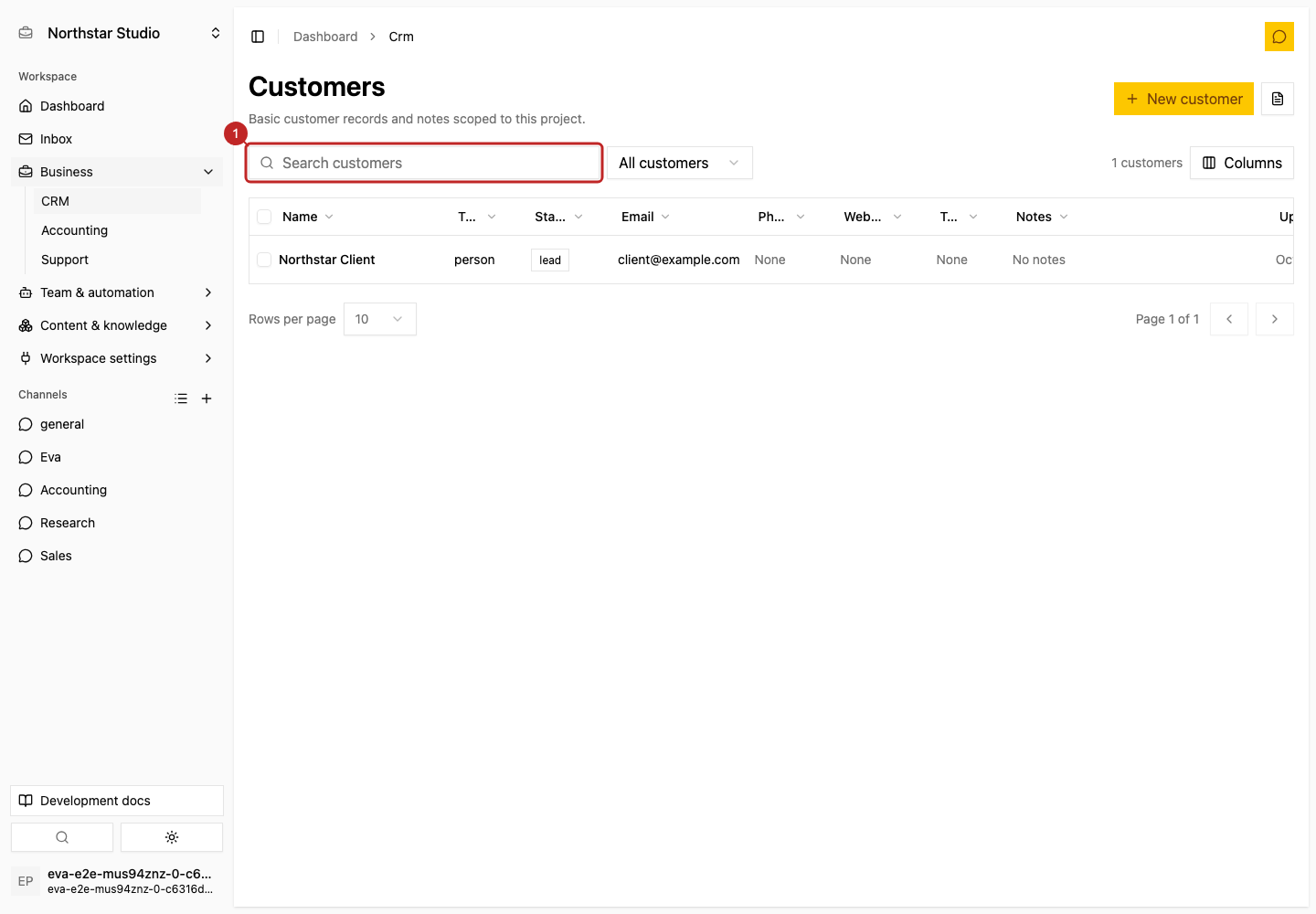 Action: Search the customer list