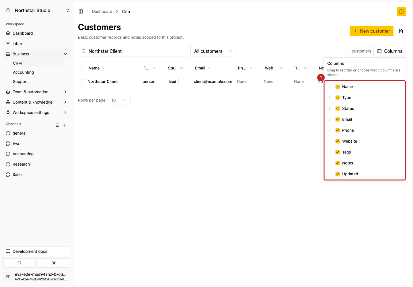 Result: Adjust columns and sorting