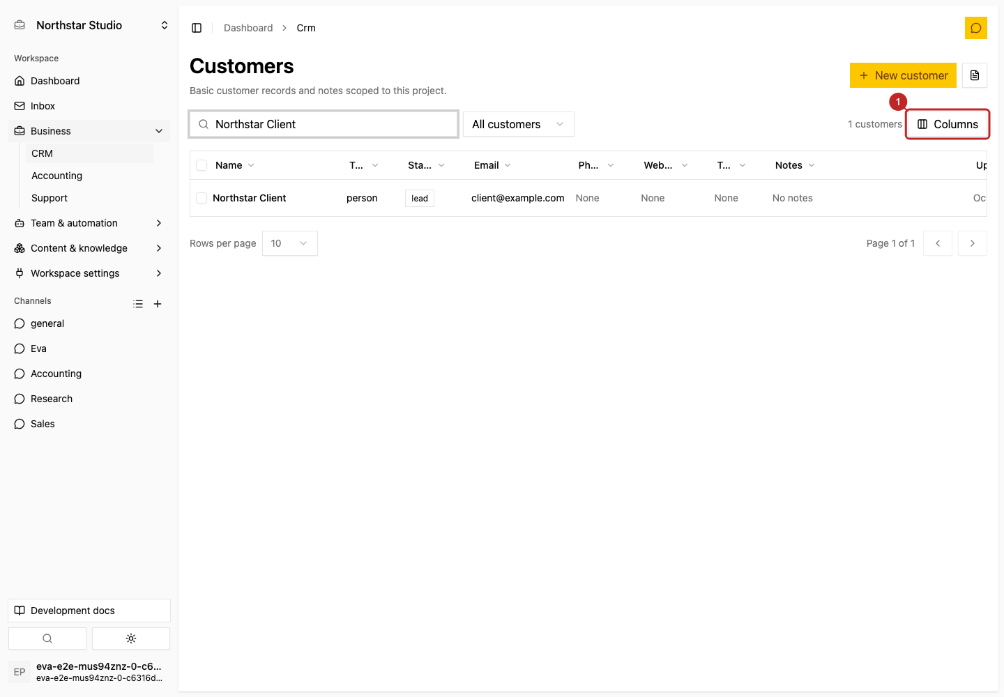 Action: Adjust columns and sorting