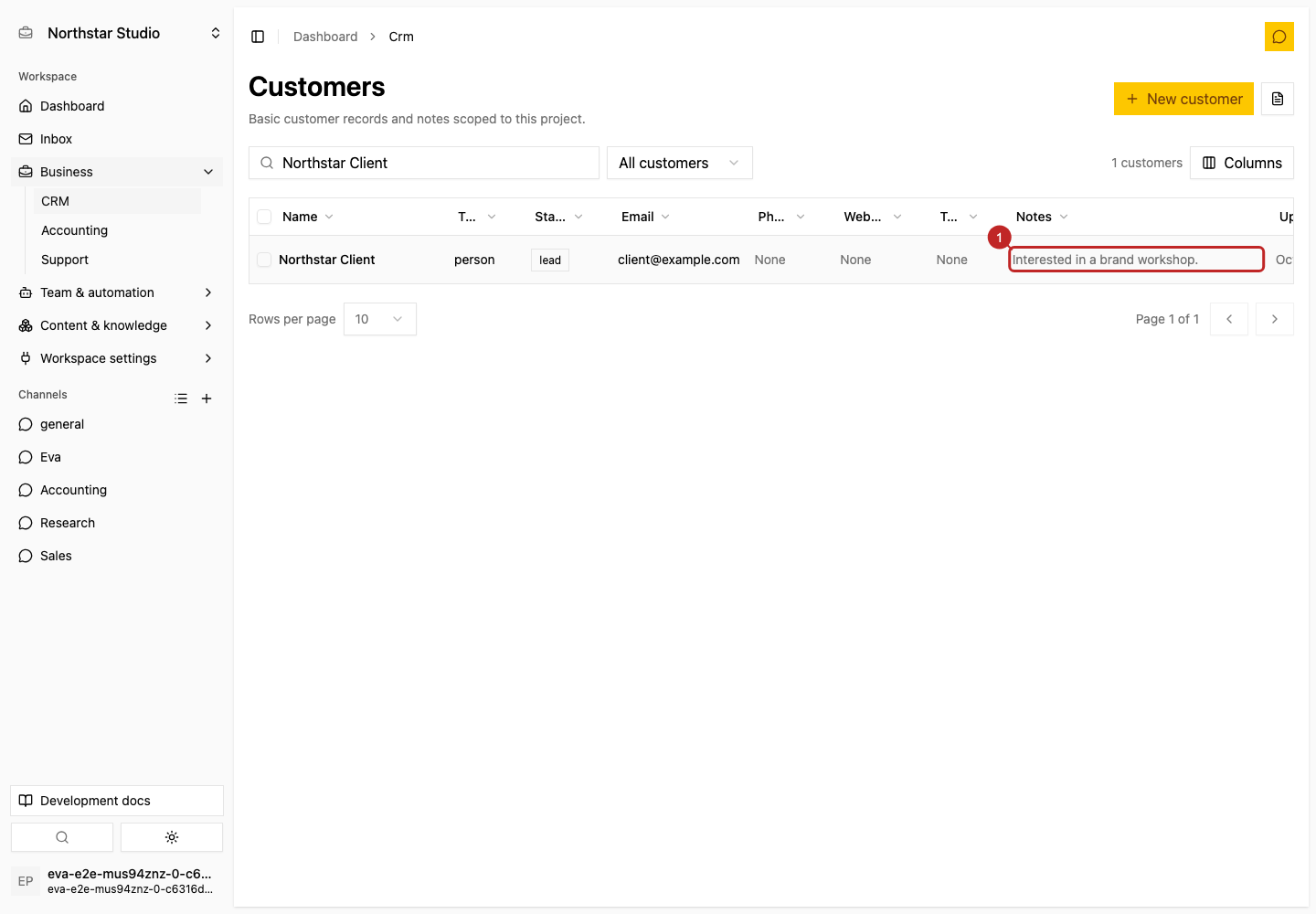 Result: Edit a customer
