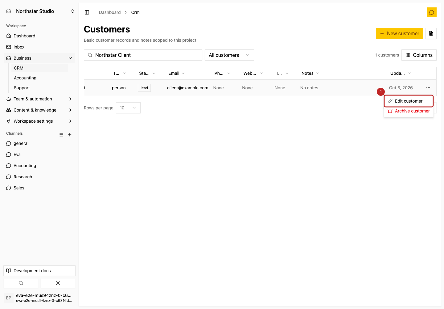 Action: Edit a customer
