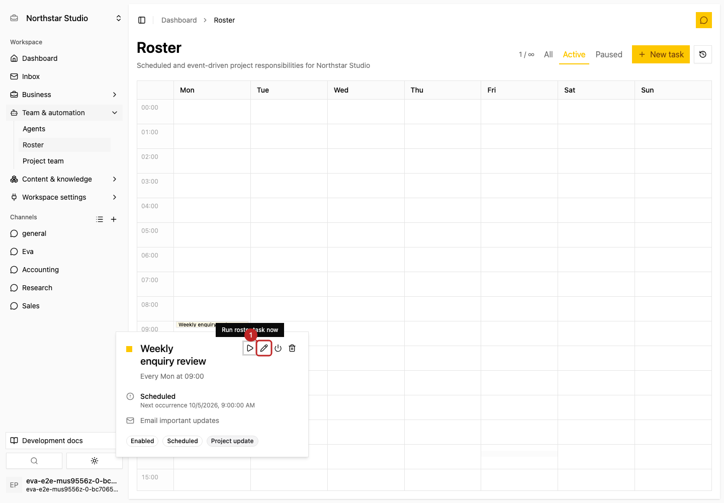 Action: Edit its configuration
