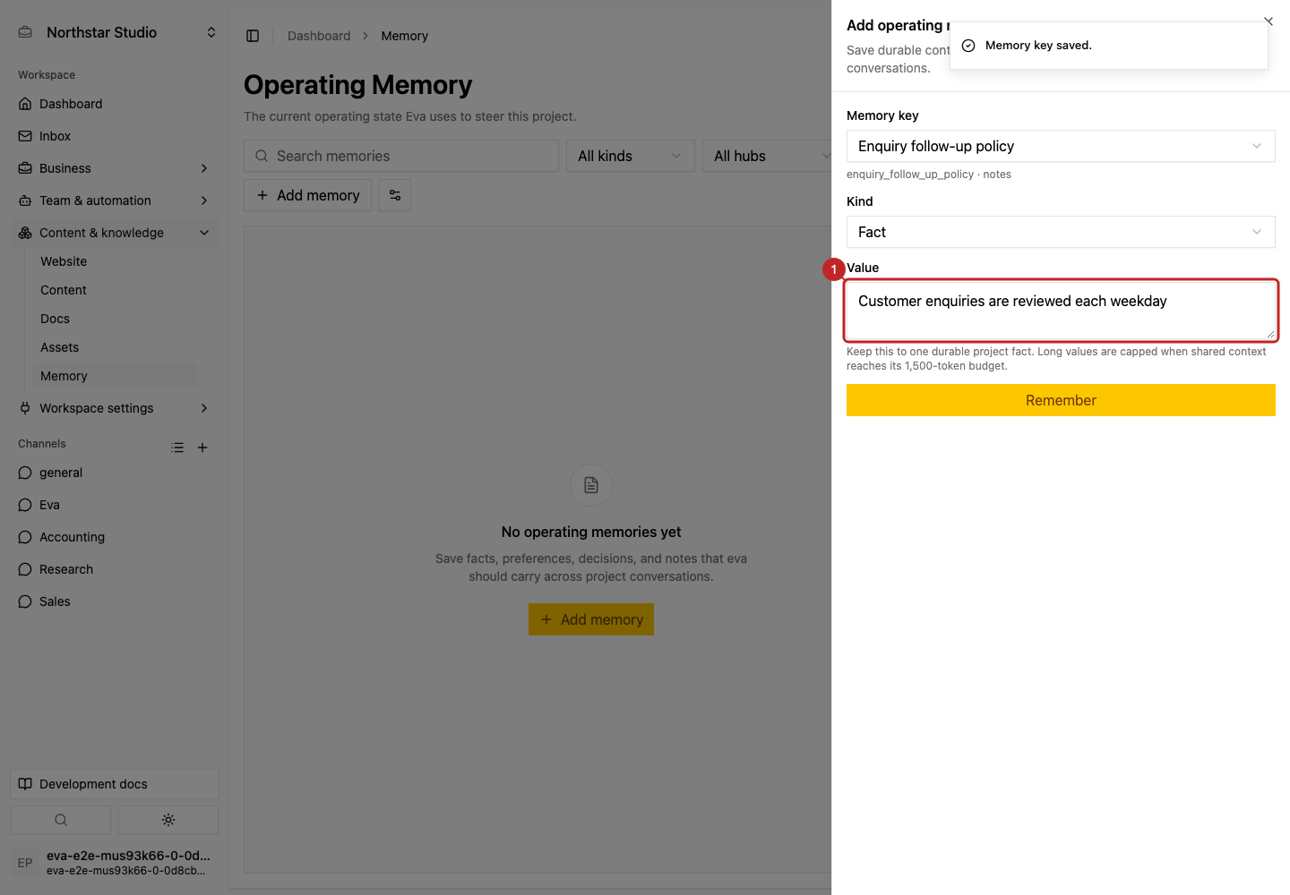 Result: Add a memory