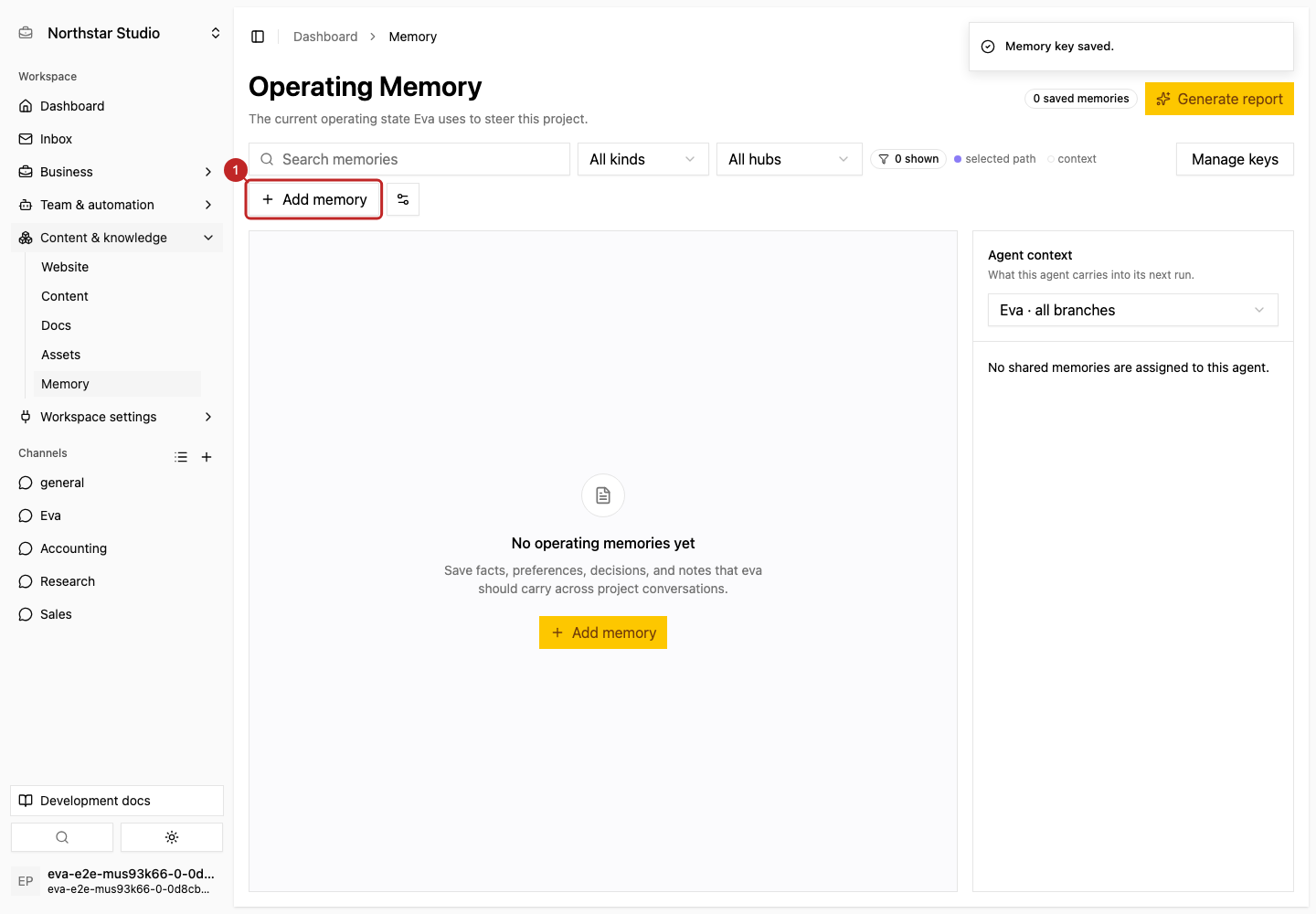 Action: Add a memory