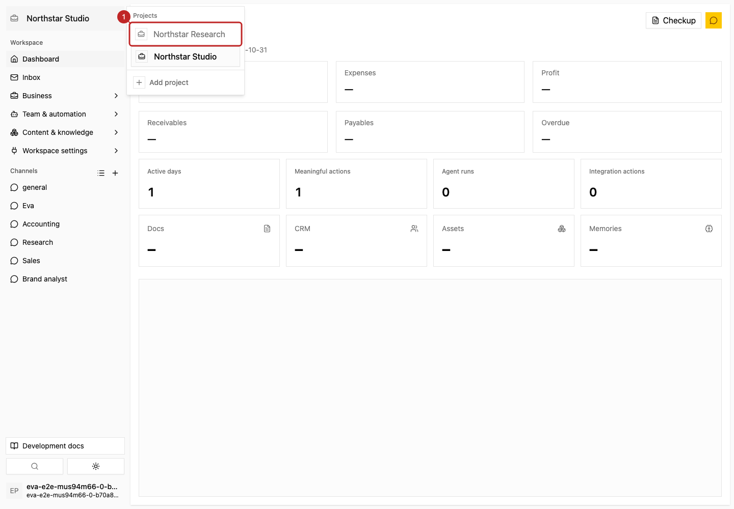 Result: Open the project menu
