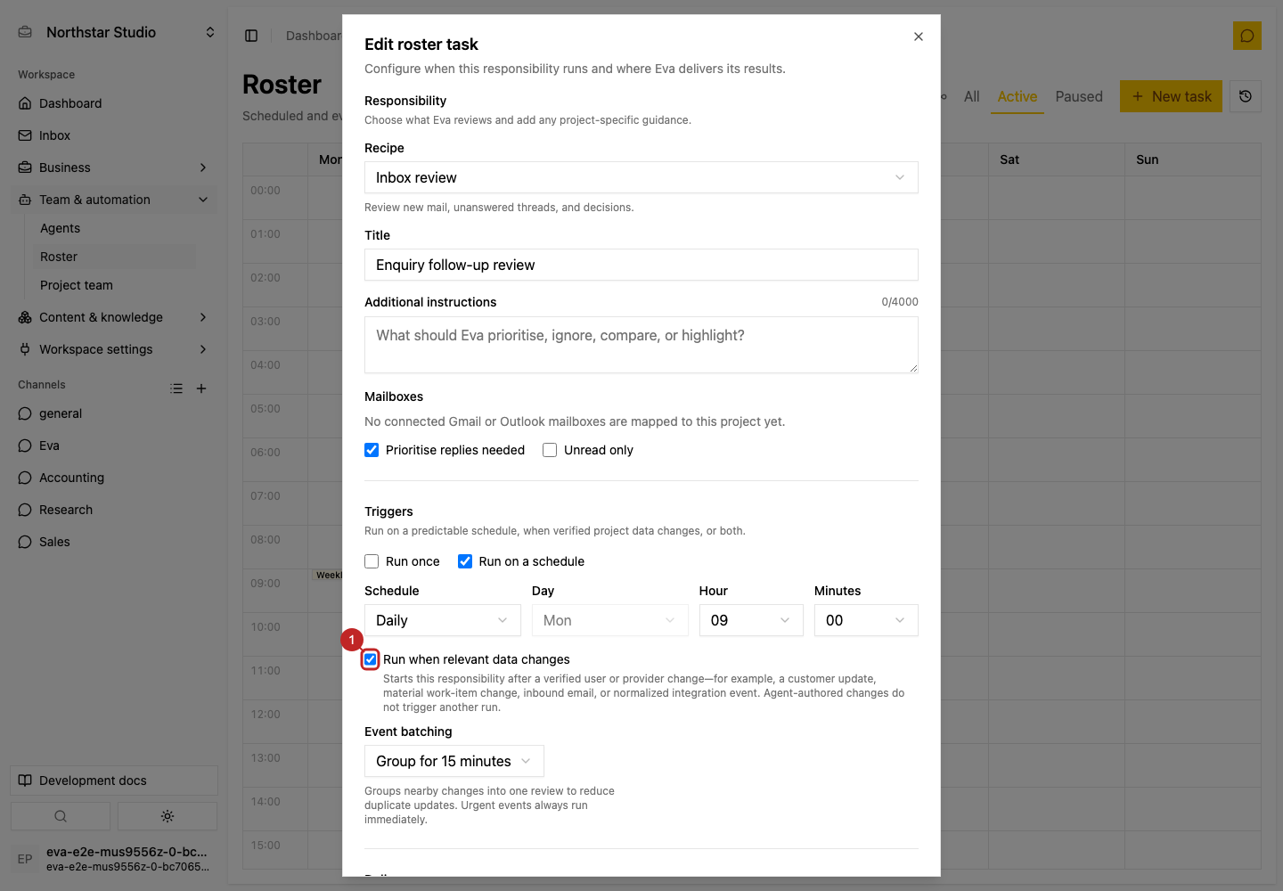 Action: Enable relevant data changes