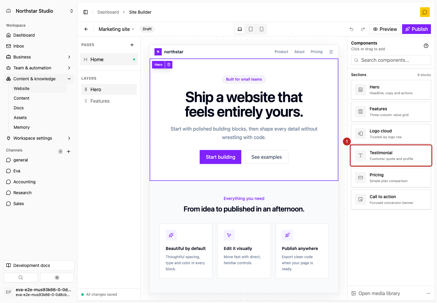 Action: Add or arrange sections