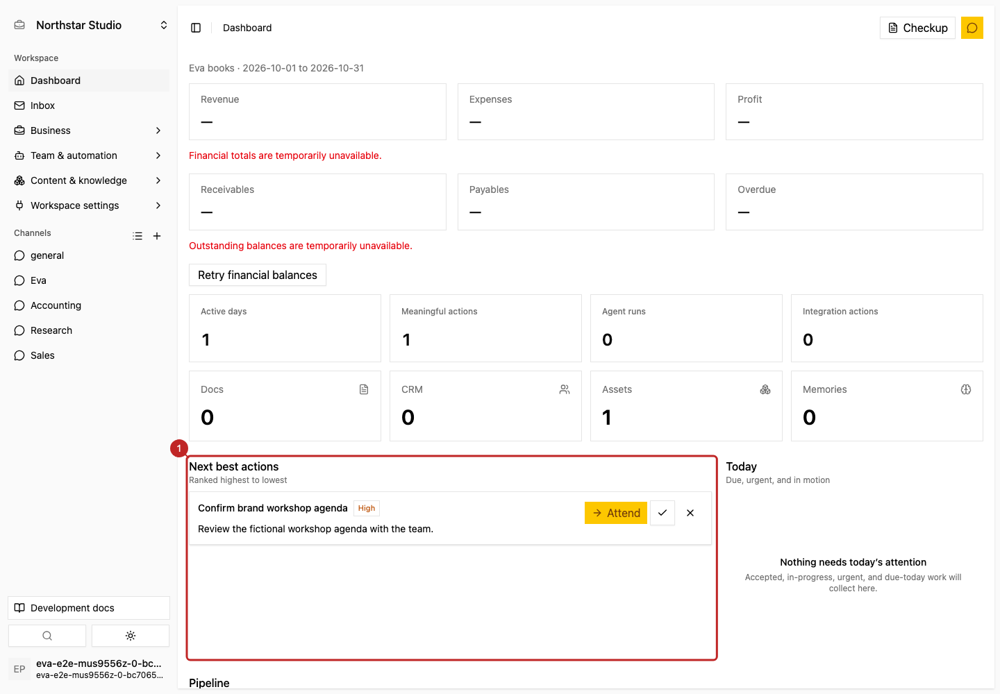 Action: Review the dashboard